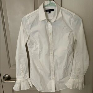Banana Republic White Dress Shirt with Ruffle Cuffs